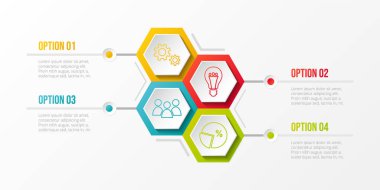 İş Infographic altıgen simgeleri ile. Vektör.