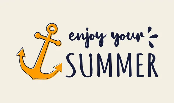 Aproveite Verão Elemento Verão Engraçado Com Texto Conceito Uma Bandeira — Vetor de Stock