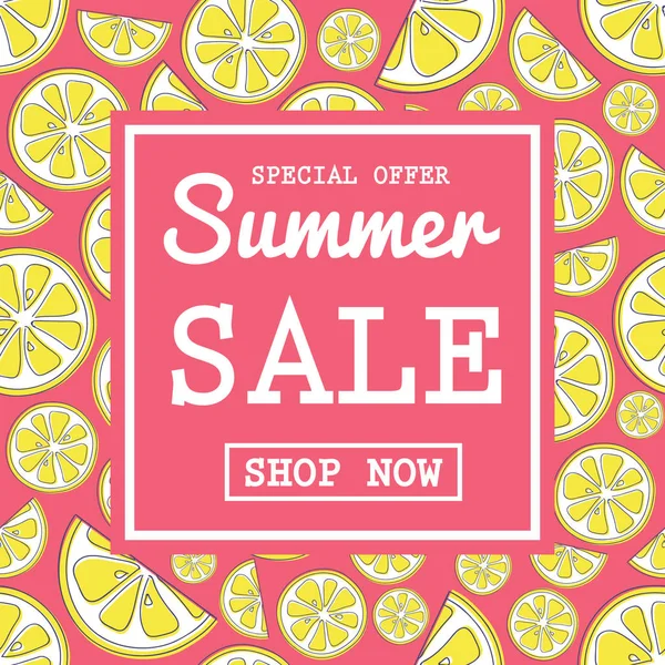 Πώληση Καλοκαίρι Χαριτωμένο Αφίσα Λεμόνια Διάνυσμα — Διανυσματικό Αρχείο
