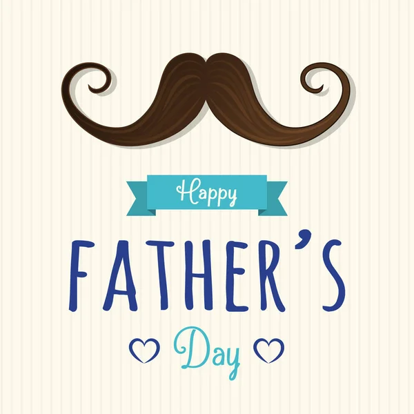 Día Del Padre Cartel Lindo Con Bigote Vector — Vector de stock