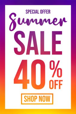 Yaz Satılık renkli poster kavramı. Vektör.