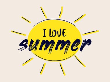 Ben yazı severim. Komik yaz öğe metin - bir afiş kavramı ile. Vektör.