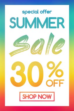 Yaz Satılık - özel fırsat. Renkli poster kavramı. Vektör.