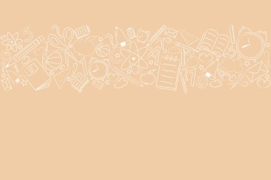 Şirin karalamalar ile okul Satılık bir afiş tasarımı. Vektör.