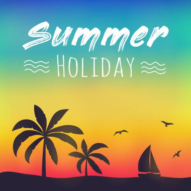 Yaz tatili - tropikal kartı. Vektör.
