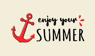 Yaz - komik el çekilmiş etiket retro tarzı. Vektör.