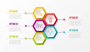 İş Infographic altıgen simgeleri ile. Vektör.