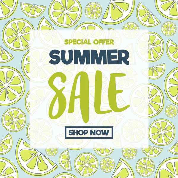 Yaz promosyonlar - kireç simgeleri ile renkli poster. Vektör.