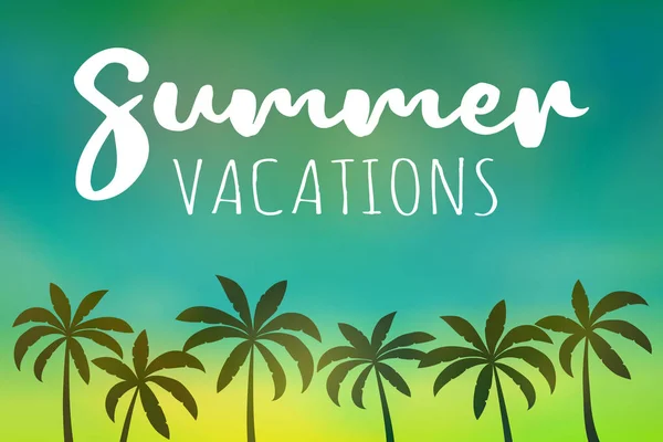 夏季书法 彩色海报与棕榈树和文字 — 图库矢量图片
