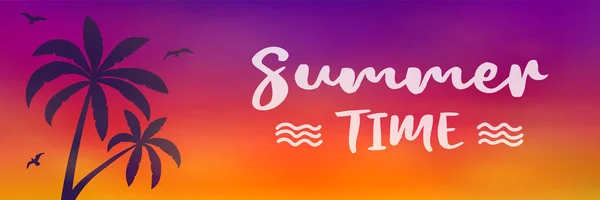 Tropical Summer Banner Palm Text Vector — Stock Vector