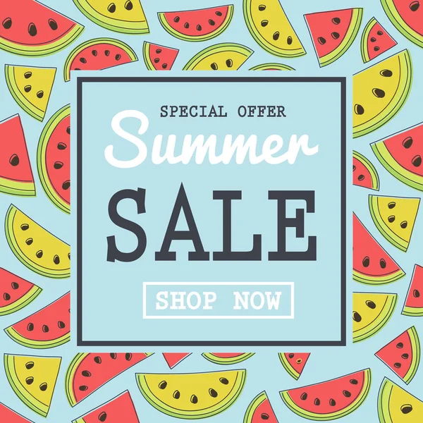 Kavun ve karpuz yaz Satılık ile banner kavramı. Vektör.