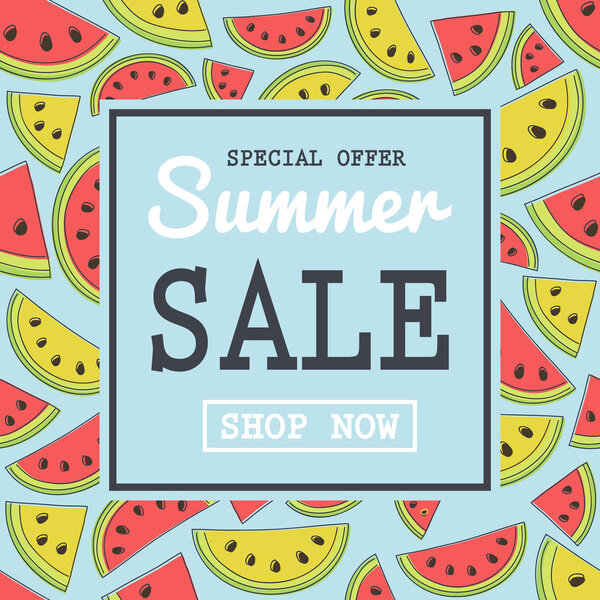 Концепция баннера с дынями и арбузами для летней продажи. Вектор
.