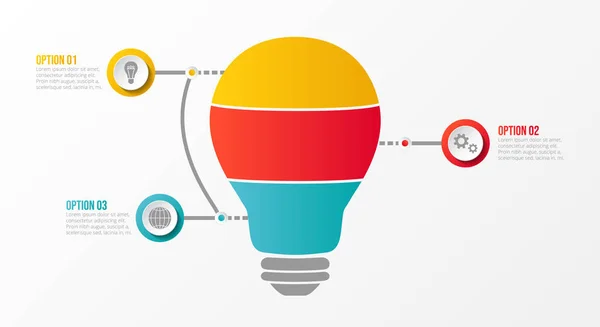 Geschäftsinfograph Glühbirne Mit Definierten Schritten Vektor — Stockvektor