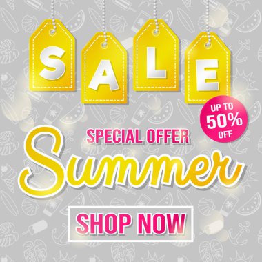 Özel Fırsat - yaz Satılık. Bir poster tasarımı. Vektör.