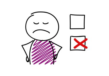 Kene simgesiyle kızgın çöp adam. Vektör.