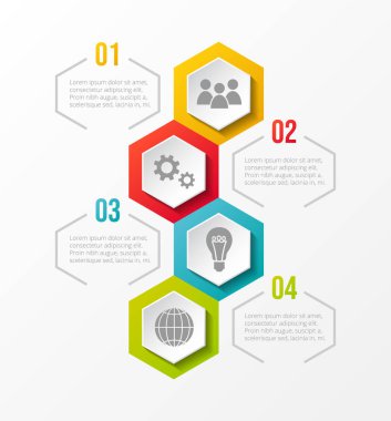 Renkli Infographic şablonu finansal simgeler. Vektör.