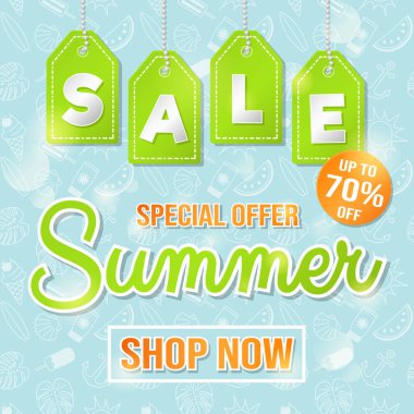 Bir poster yaz Satılık kavramı. Vektör.