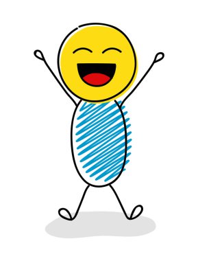 Mutlu emoji ile çöp adam. Vektör.