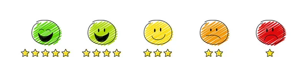 Classificação Estrela Engraçado Com Stickman Desenhos Animados Coleção Vetor — Vetor de Stock