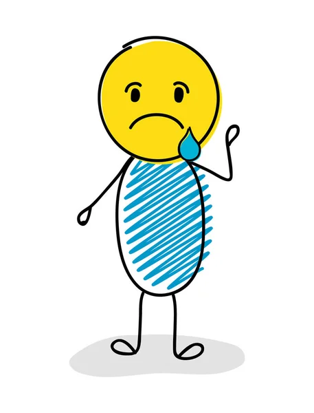 Stickman 悲伤的 Emoji — 图库矢量图片