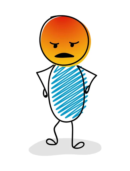 Stickman 愤怒的 Emoji — 图库矢量图片