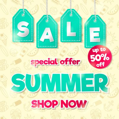 Özel Fırsat - yaz Satılık. Bir poster tasarımı. Vektör.