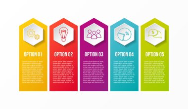 Renkli simgeler ile iş Infographic şablonu. Vektör.