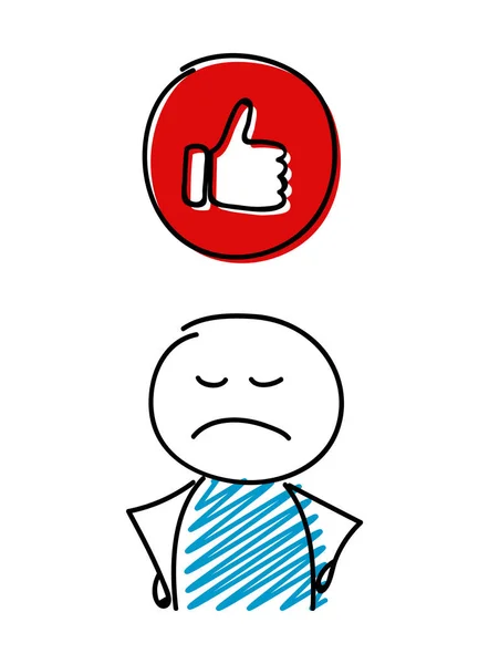 Thumb Social Media Icon Angry Stickman Vector — Stock Vector