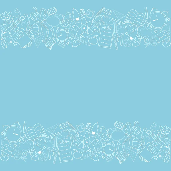 Okula dönüş - poster ile yarım yamalak aksesuarları nad boşaltmak düzen. Vektör.