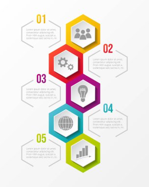Renkli Infographic şablonu finansal simgeler. Vektör.