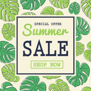 Tropikal tasarım broşür yaz Satılık. Vektör.