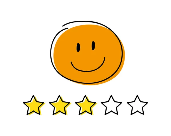 评级图标 三星级 橘色的快乐 Stickman — 图库矢量图片