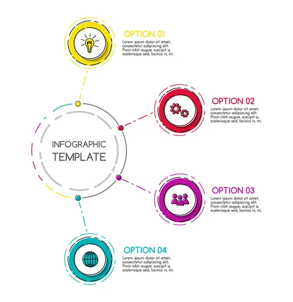 Infografía Negocios Con Iconos Redondos Dibujados Mano Vector — Archivo Imágenes Vectoriales