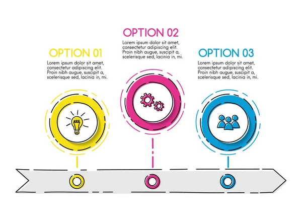 Colorata Infografica Business Con Icone Disegnate Mano Cronologia Aziendale Vettore — Vettoriale Stock