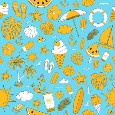 Yaz doku - Dikişsiz desen. Vektör.