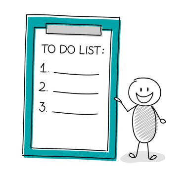 Mutlu el ile çöp adam listelemek için çekilmiş. Vektör.