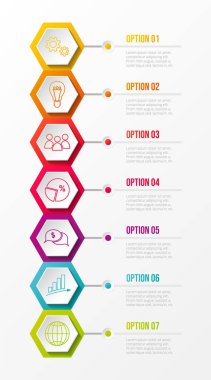 Renkli simgeler ile iş Infographic şablonu. Vektör.