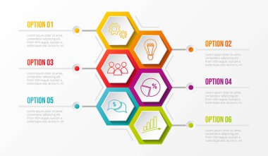 İş Infographic altıgen simgeleri ile. Vektör.