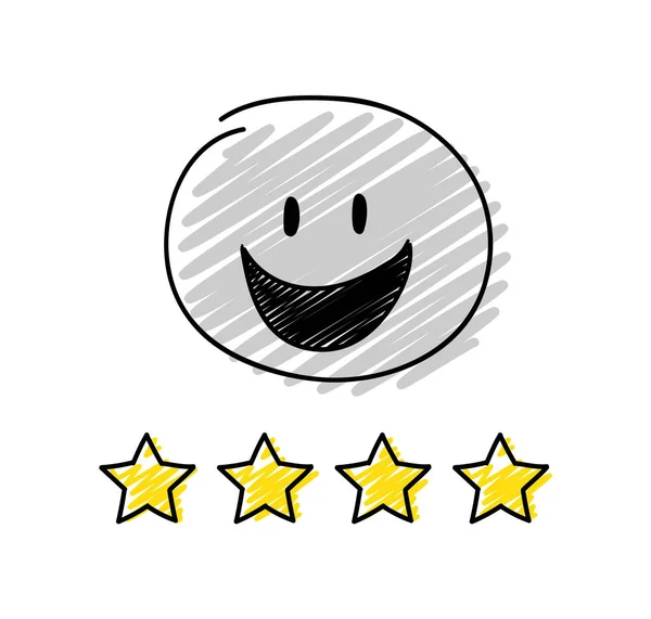Обзор Рейтинг Четыре Звезды Счастливого Серого Цвета Палочника Вектор — стоковый вектор