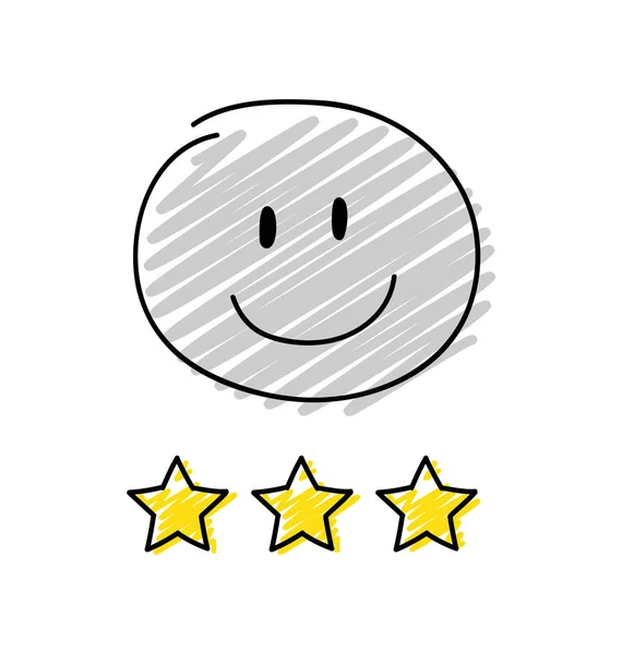 Обзор Трехзвездочный Рейтинг Счастливого Серого Цвета Палочника Вектор — стоковый вектор