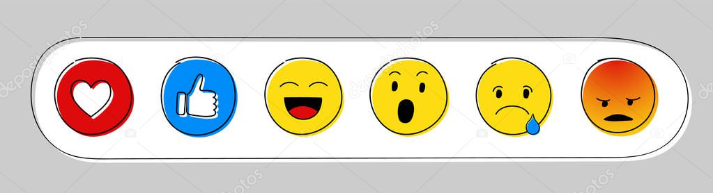 Social media icons - collection of emoticons. Vector.