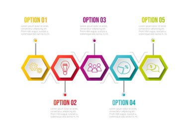 Renkli simgeler Infographic şablonu. Vektör.