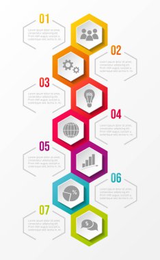 Renkli Infographic şablonu finansal simgeler. Vektör.