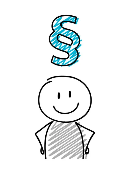Stickman Avec Smiley Expression Faciale Vol Stationnaire Paragraphe Marque Section — Image vectorielle