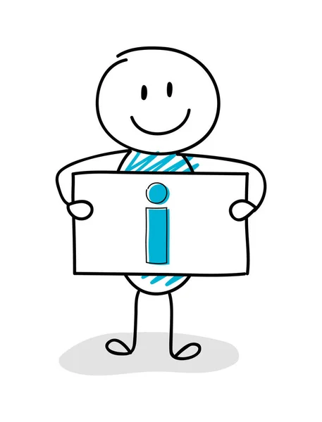 Smiley Stickman Holding Bord Met Teken Informatiepictogram Vector — Stockvector