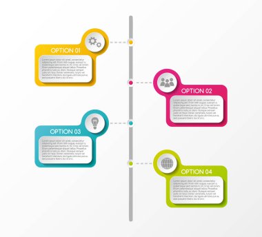 Renkli Infographic iş ikonları/simgeleri ile. Vektör.