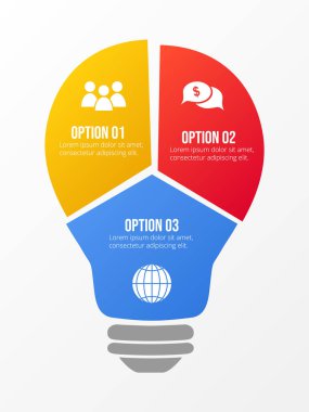Renkli ampul ile iş ikonları/simgeleri - Infographic şablonu. Vektör.