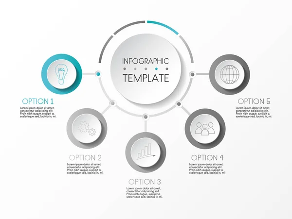 Progettazione Infografica Grigia Con Icone Vettore — Vettoriale Stock