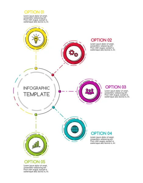 Infografía Negocios Con Iconos Redondos Dibujados Mano Vector — Archivo Imágenes Vectoriales