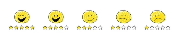 Set Review Icons Star Rating Cartoon Stickman Vector — Stock Vector